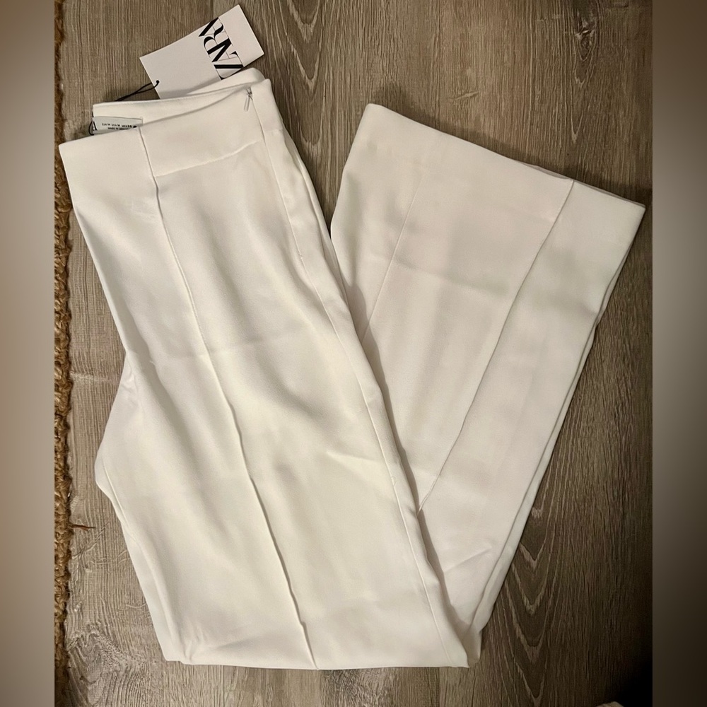 Zara High Waist Regular Fit Pants - White